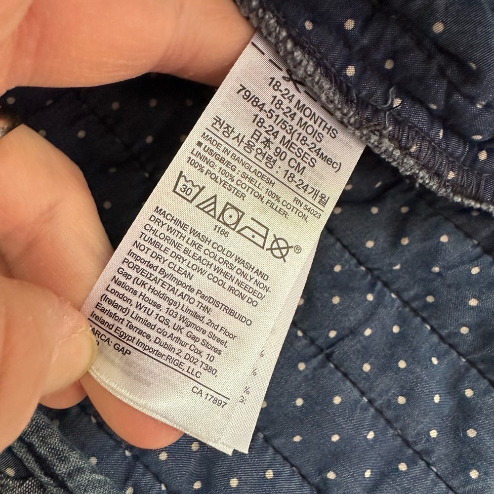 GAP Floral quilted Button Down Denim Jacket 18-24 Months - Picture 5 of 7